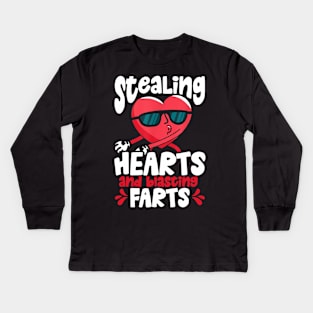 Stealing Hearts And Blasting Farts Dabbing Heart Toddler Kid Kids Long Sleeve T-Shirt